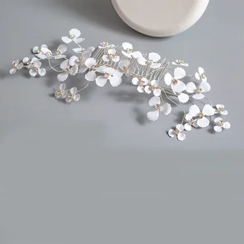 Nový Príchod Biele Kvety Vlasy Hrebeňom Elegantné Svadobné Doplnky do Vlasov Boho Nevesta svadobné Šperky