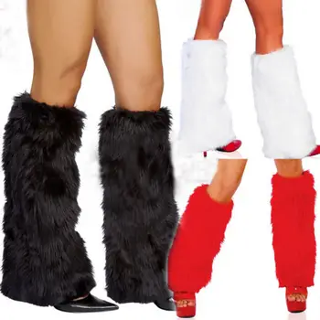 3Color Sexy Umelú Kožušinu Leg Warmers Rave Fluffies Lady Boot Kryt Santa Vianočné Boot Ponožky Kryt