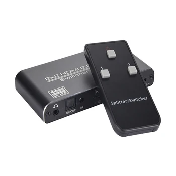 2 V 2 v ýstup HDMI 2.0 Prepínač HDMI Distribútor 2X2 4K 60HZ 3D Splitter pre PC, Notebook LHB99