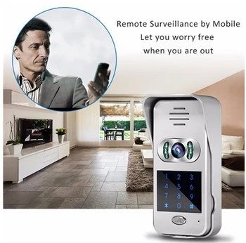 Mobil ovládanie Diaľkové monitorovanie video dvere telefón IP zvonček klávesnica, WiFi zvonček Video Interkom