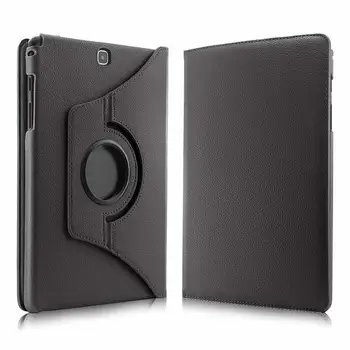 360 Stupňové Otáčanie PU Kože Flip puzdro Pre Samsung Galaxy Tab 9,7 SM-T550 T550 T551 SM-T555 TabA 9.7 Tablet Prípade Sklo
