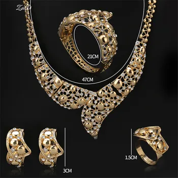 ZuoDi 2018 Veľký vyhlásenie šperky set Veľkoobchod Nigérijský Svadobné žena príslušenstvo šperky set Dubaj Zlato Farebné Šperky Set
