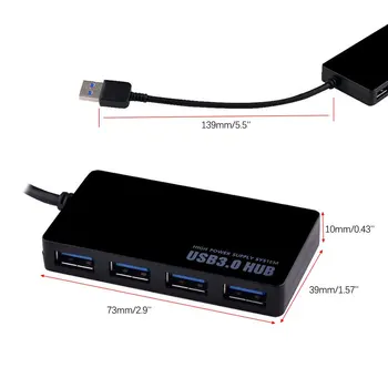 Ultra-tenká-4-port USB3.0 HUB Vysokej Rýchlosti Kontrolka USB Hub Pre Multi-zariadenia Počítača, Notebooku
