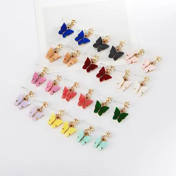 2020 Nové dámske módne náušnice zirkón motýľ danglee náušnice pre ženy zvierat sladké farebné stud náušnice dievčatá šperky