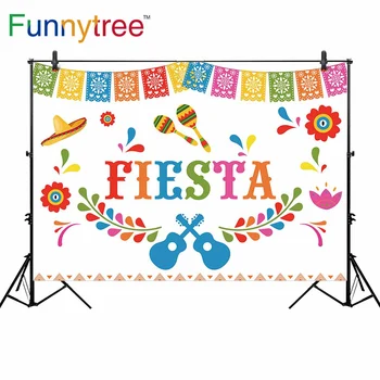 Funnytree Mexickej fiesta pozadie fotografické štúdio festival Strany banner Gitara kvet foto pozadie photozone photocall