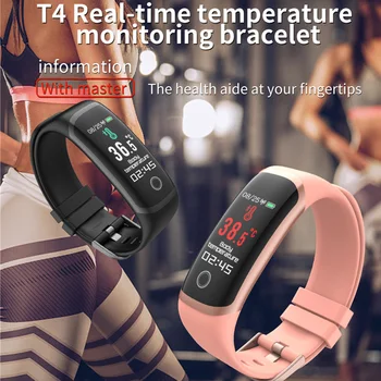 Telesná Teplota Inteligentný Náramok Muži Ženy Smart Kapela Hodinky Srdcovej frekvencie Fitness Tracker Náramok Krvného Tlaku Pre Android IOS