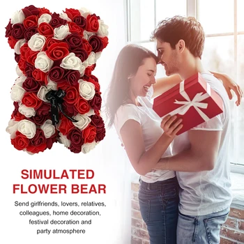 1pcs PE Pena Medveď Ruže Romantický Umelé Kvety na Nový Rok Svadby, Narodeniny valentínske Darčeky Party Dekorácie