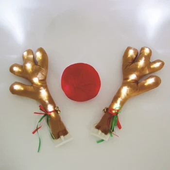Nové LED Svetlo Sobov Vianočný Dekor Auto Vozidla Nos Horn Kostým Nastaviť Rudolf Vianočný Sob Ornament