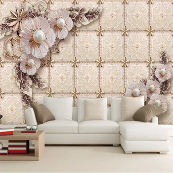 Beibehang Tapety vlastné obývacia izba, spálňa luxusné vynikajúca 3d troch-dimenzionální šperky kvet nástenná maľba pozadia