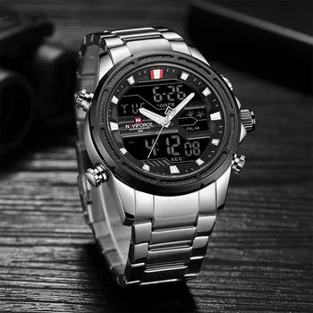 NAVIFORCE Mužov Luxusné Analóg Quartz Sport Sledujte Fashion Vojenské Vonkajšie Nepremokavé Chrono EL Podsvietenie Digitálne náramkové hodinky 9138