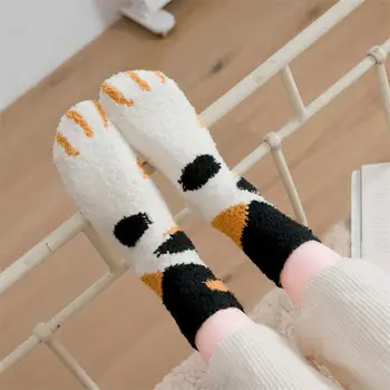 Zimné Bavlna Plyšové Coral Fleece Žena Jednoduché Ponožky Fashion Art Násobne Študentka, Hrubé Teplé Ponožky Lesklé Kovové Line Ponožka