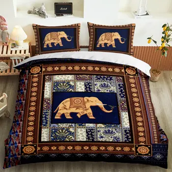 3D posteľná bielizeň oblek, slon národnej štýl mozaiky 3ks kráľovná vlastné dizajnér posteľná bielizeň luxusné obliečky kryt