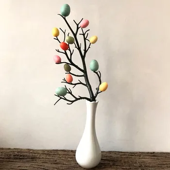 1PC Veľkonočné Vajíčko Strom Decor Tvorivé Pobočiek Maľované Vajcia Zelené Listy Simulácia Kytice Domova Jar Strany Ornament