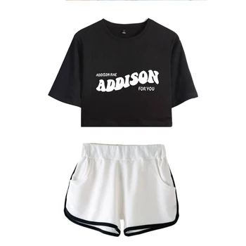 2020 Addison Rae Pop Kraťasy A T-shirts Charli DAmelio Ženy Kus Dvoch Nastaví Tlač Addison Harajuku Oblečenie