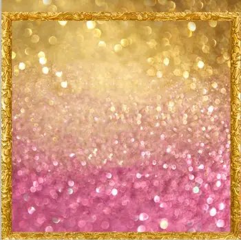 10x10ft Pink Gold Glitter Flitrami Rám Narodeninovej Party Vlastné Bezšvíkové Umývateľný Vrásky, Zadarmo Foto Pozadie Pozadie Polyester