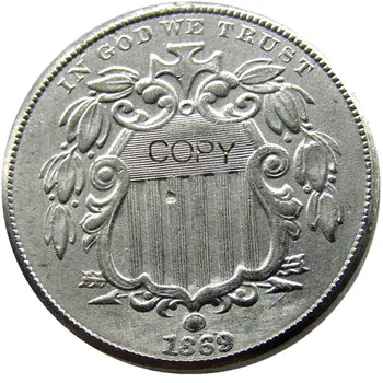 NÁS 1869 Štít Nikel Päť Centov Kópiu Dekoratívne Mince