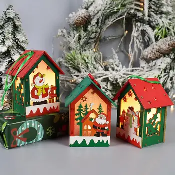 Vianočný Stromček V Kabíne Ornament Visí Drevená Malý Dom