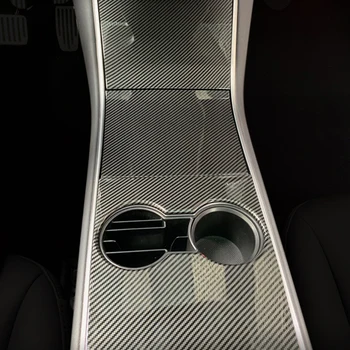 Auto Control Console Opierkou-rámček Orezania Uhlíkových Vlákien Vzhľad Black Pre Tesla Model 3 18-19